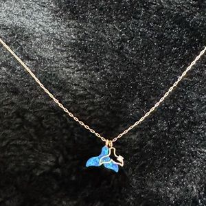 Solid 10k rose gold dolphin tails necklace